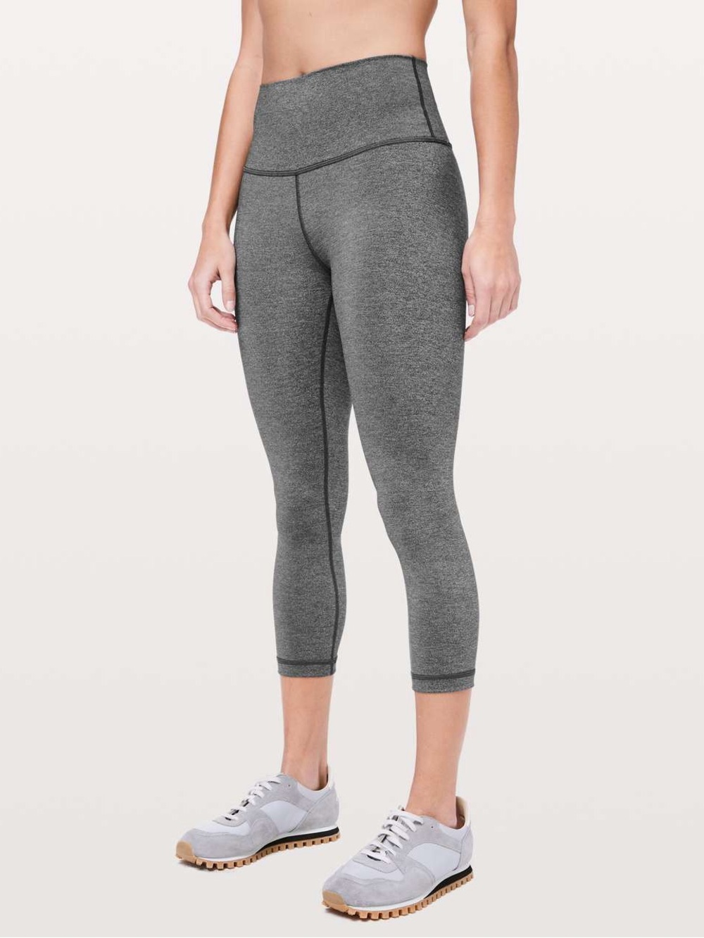 🩶 Lululemon Wunder Under Crop Luxtreme‎ 21" Heathered Black Leggings Size 4